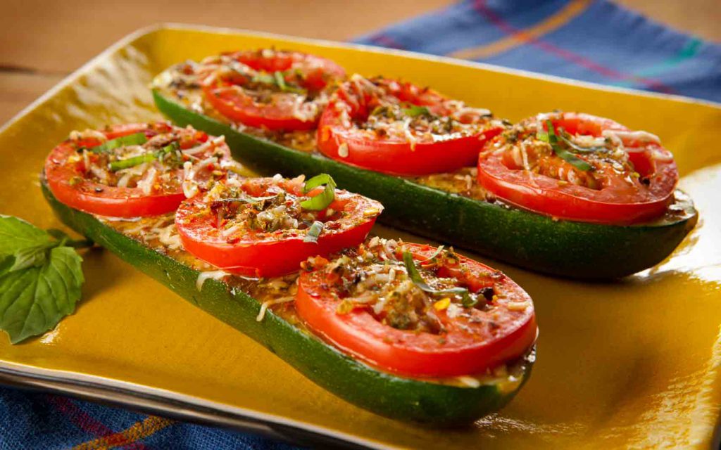 Zucchini Boats with tomato and ground beef