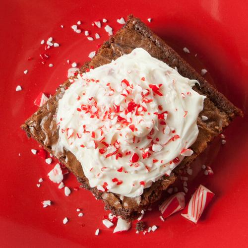 Brownies with White Chocolate Peppermint Frosting