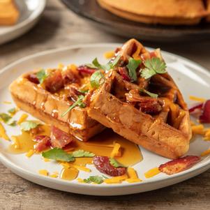 Savory Cheesy Bacon Waffles