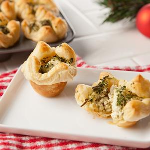 Spinach Artichoke Puff Pastries with Cream Cheese