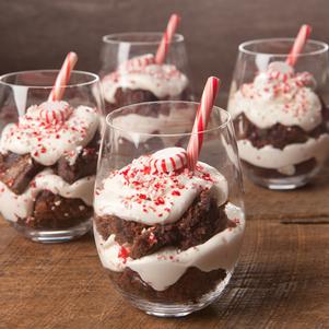 Peppermint Brownie Trifles