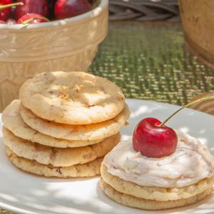 White Chocolate Cherry Iced Cookies